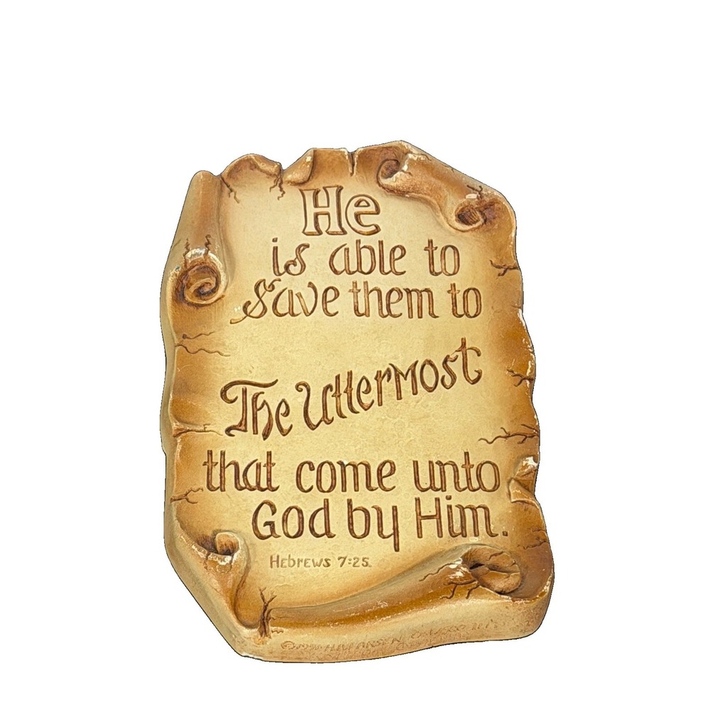 Vintage 1941 He Is Able To Save Uttermost Chalkware Plaque USA Preowned
